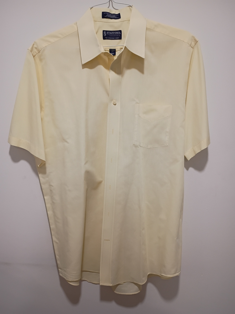 Stafford Men's Short Sleeve Dress Shirt in Light Cream